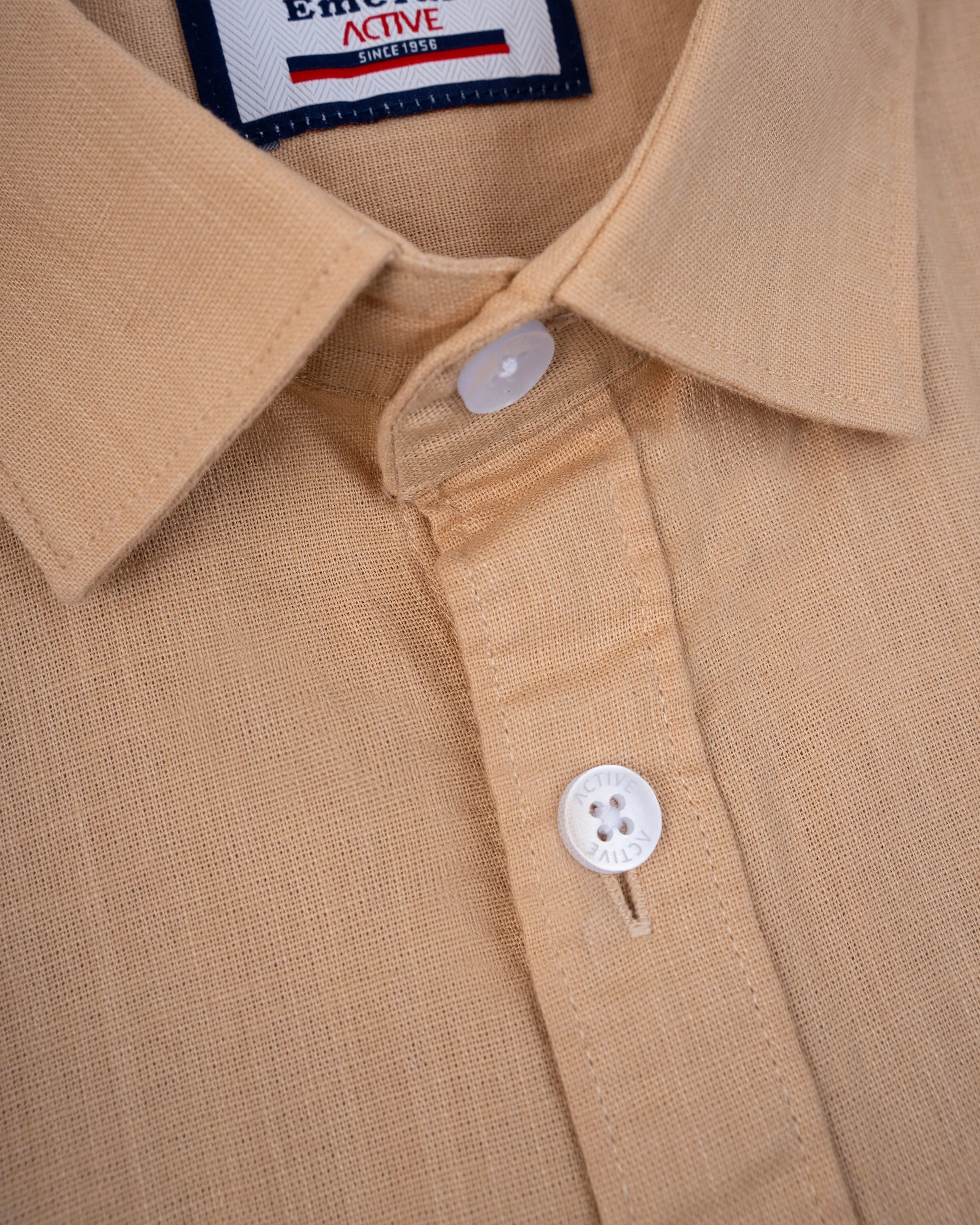 Emerald Active Plain Slim Fit-Beige