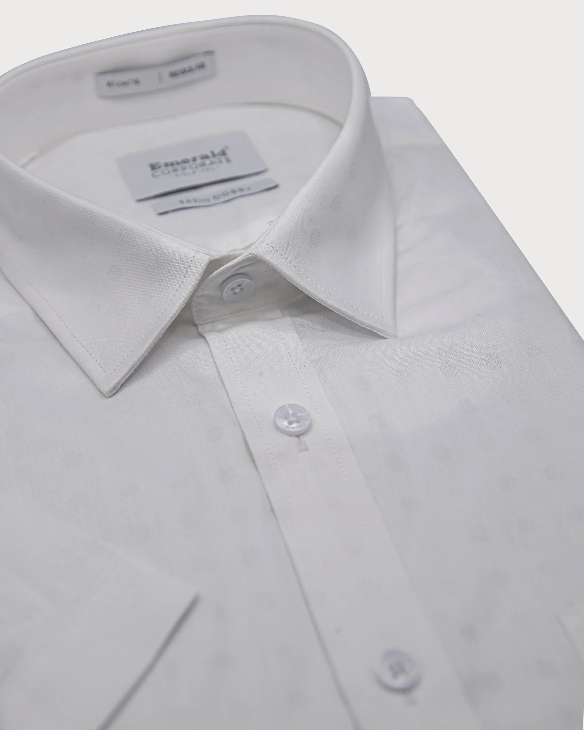Emerald Corporate Dobby Regular Fit-Snow White