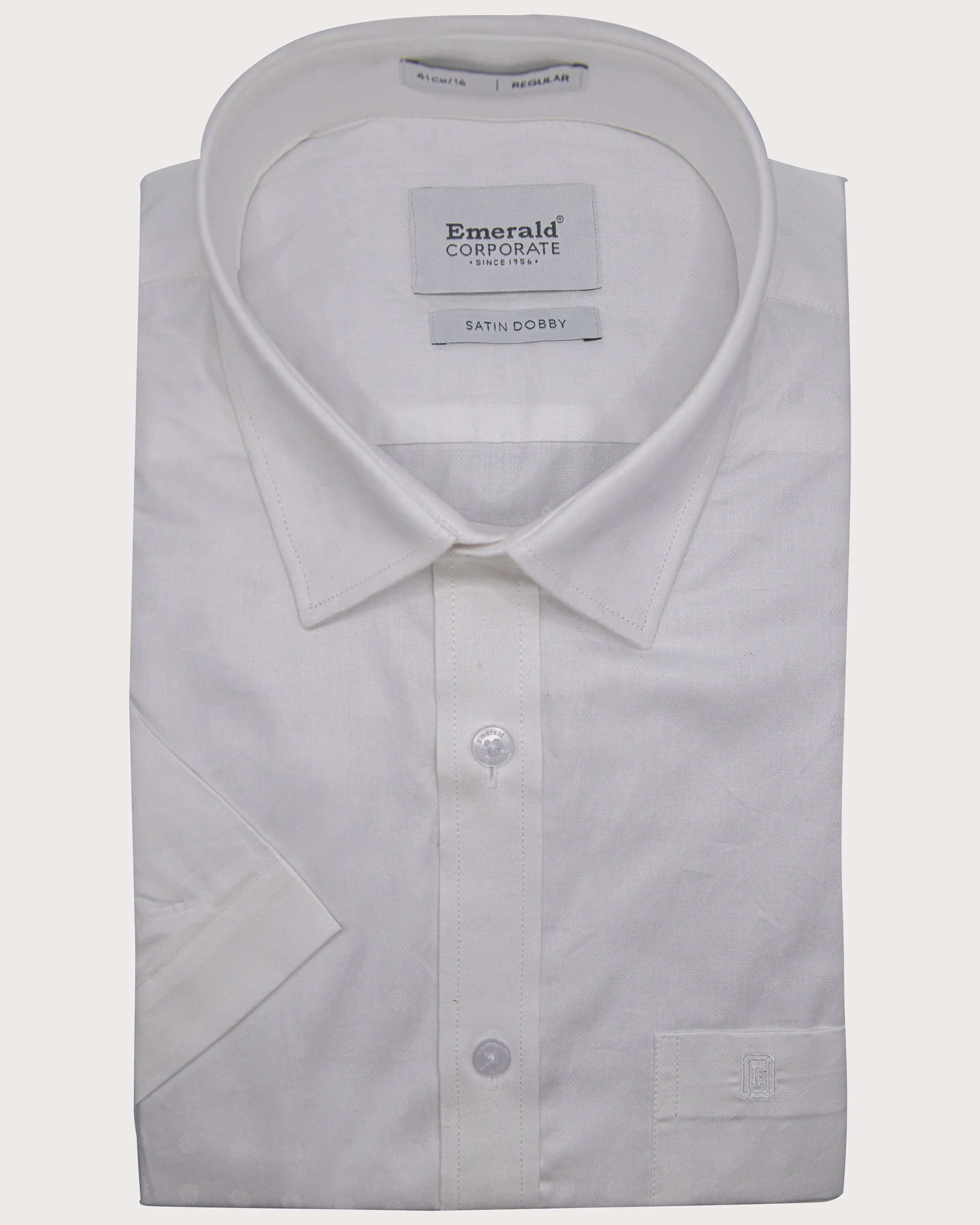 Emerald Corporate Dobby Regular Fit-Snow White