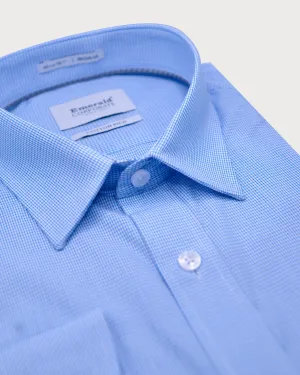 Emerald Corporate Micro Checks Regular Fit-Princess Blue