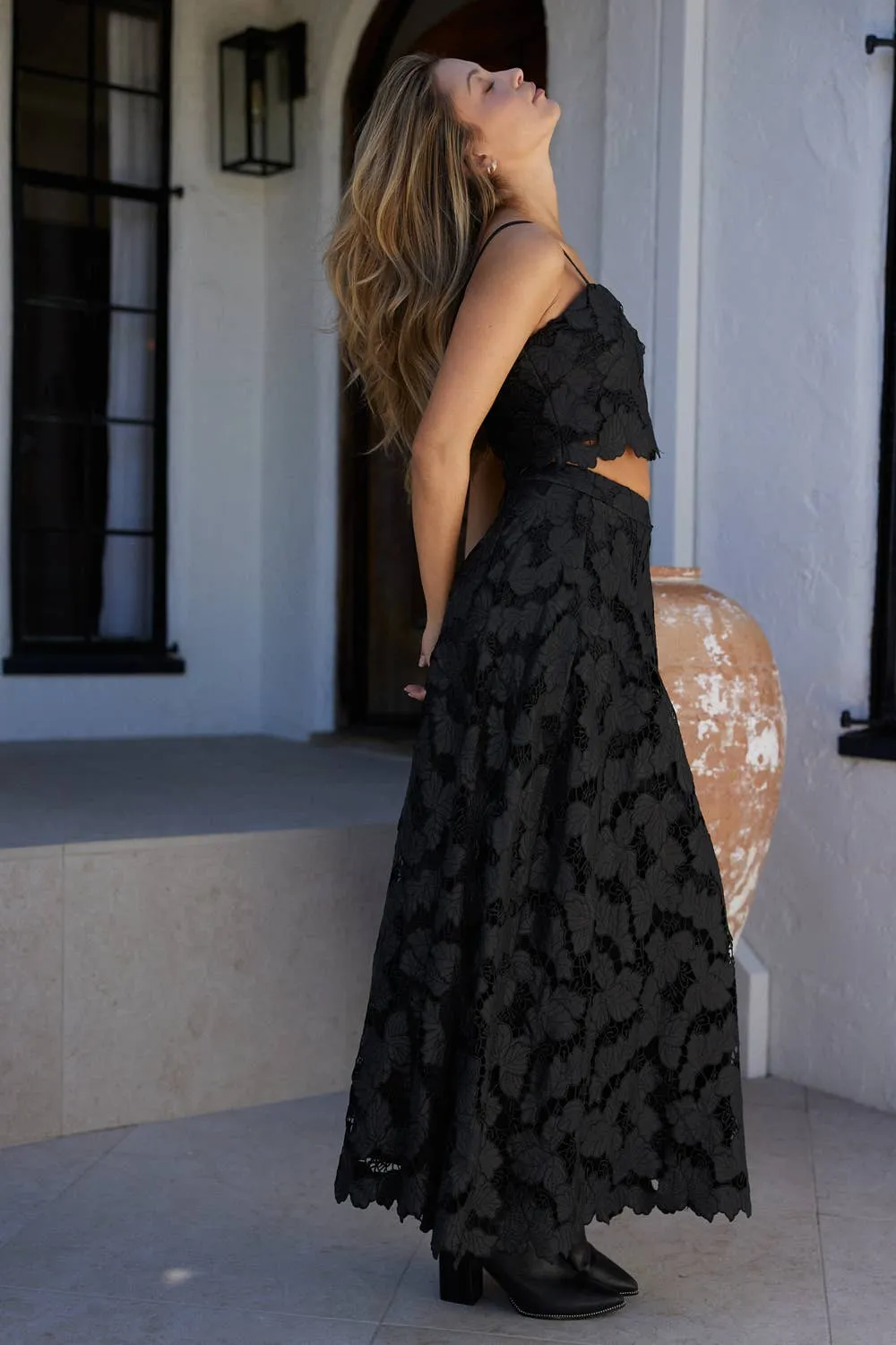 Endless Blu Black Crochet Lace Sleeveless Crop Top