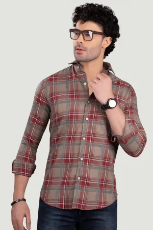 Erast Red Cotton Check Shirt