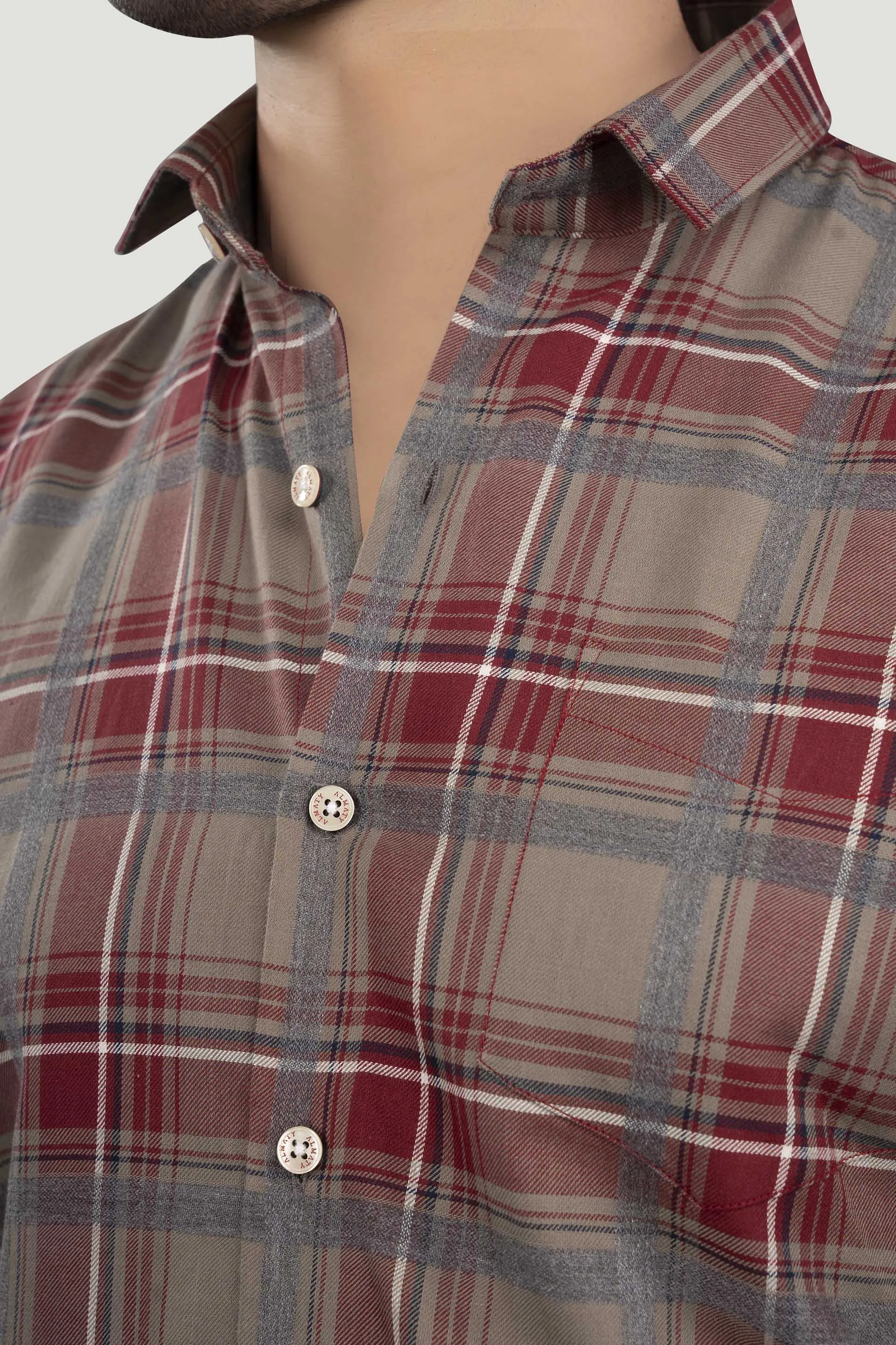Erast Red Cotton Check Shirt