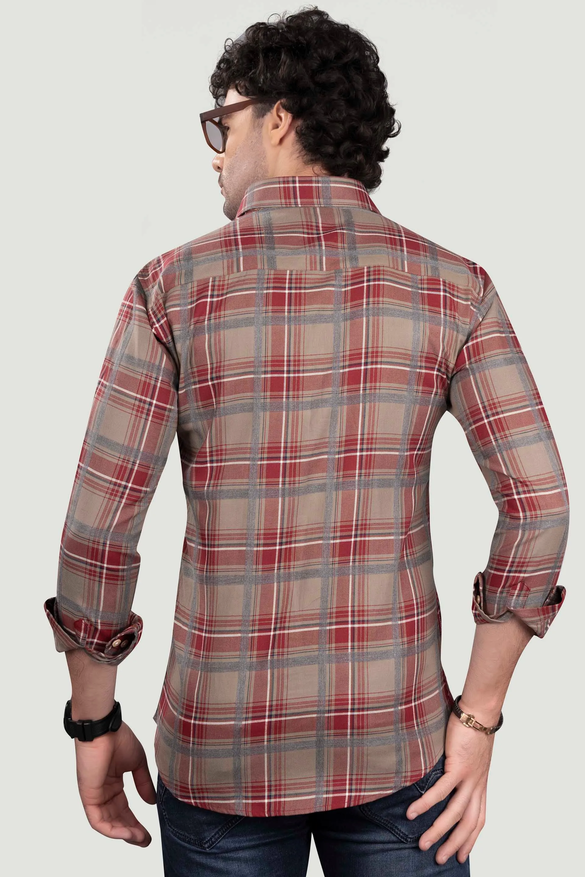 Erast Red Cotton Check Shirt