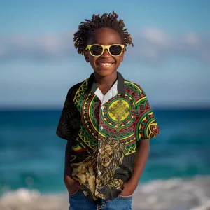 Ethiopia National Day Kid Hawaiian Shirt Lion Of Judah African Pattern LT01