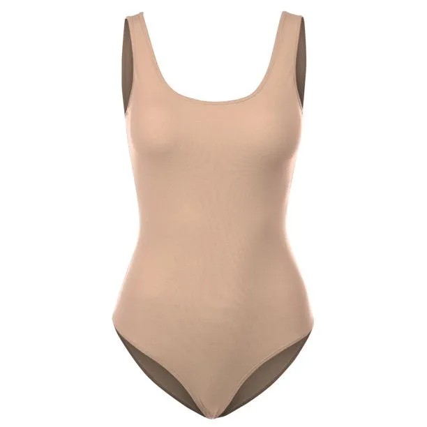 FashionMille Women's Scoop Neck Sleeveless Stretch Cotton Bodysuit Tank Top
