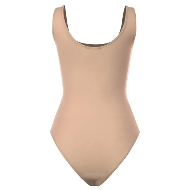 FashionMille Women's Scoop Neck Sleeveless Stretch Cotton Bodysuit Tank Top