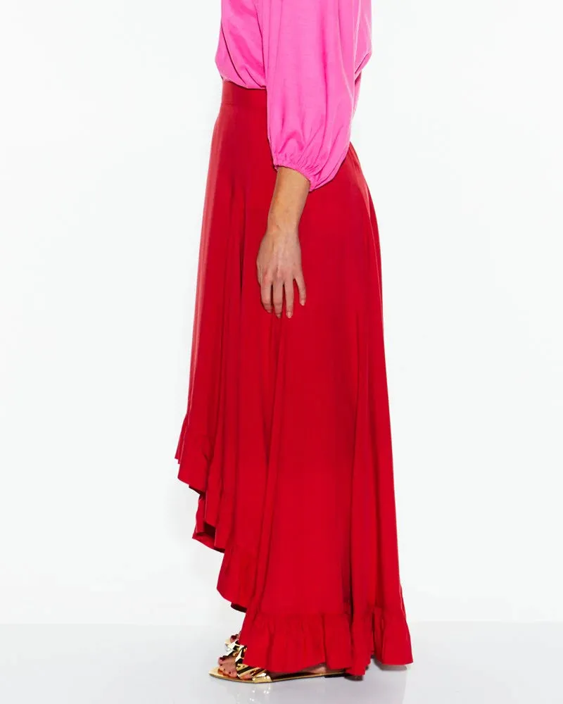 Fate & Becker - All Night Ruffle Skirt - Lipstick Red
