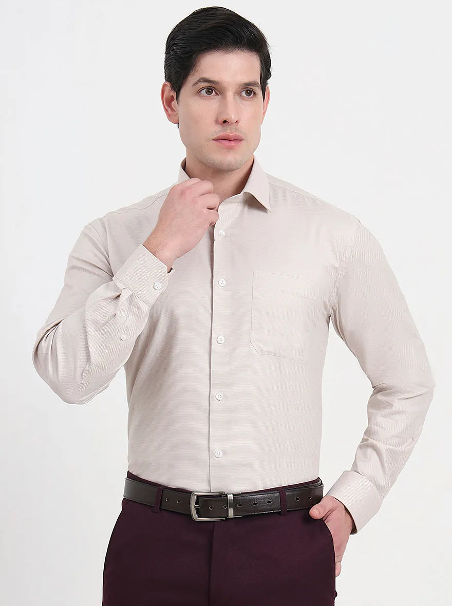 Fawn Solid Regular Fit Formal Shirt | JadeBlue