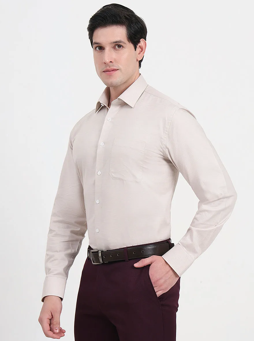 Fawn Solid Regular Fit Formal Shirt | JadeBlue