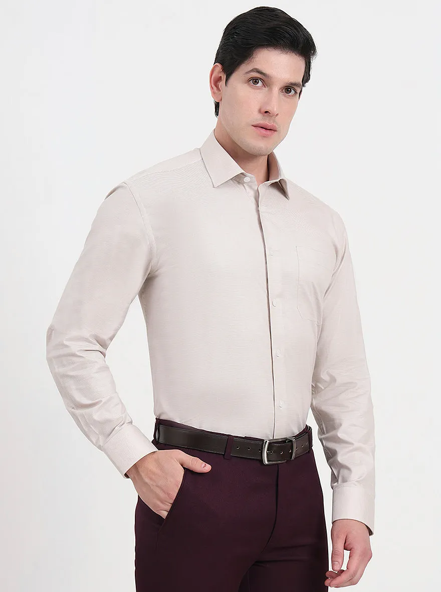 Fawn Solid Regular Fit Formal Shirt | JadeBlue