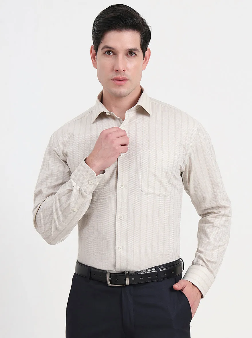 Fawn Striped Regular Fit Formal Shirt | JadeBlue
