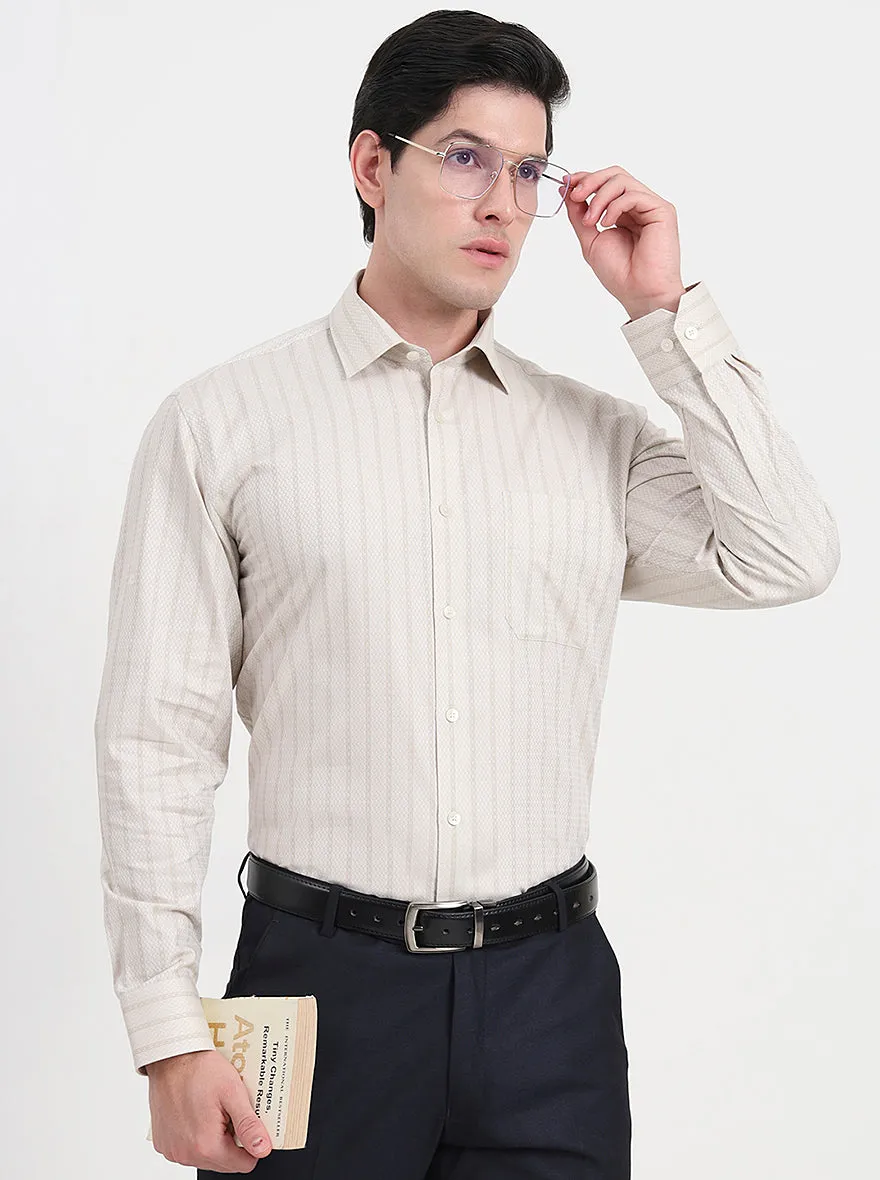 Fawn Striped Regular Fit Formal Shirt | JadeBlue