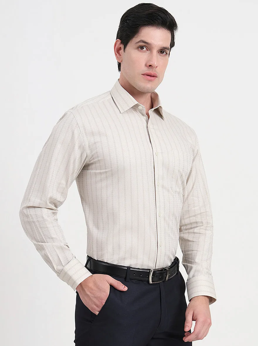 Fawn Striped Regular Fit Formal Shirt | JadeBlue