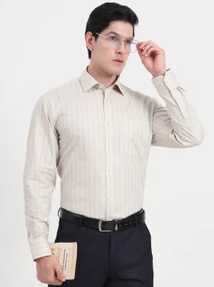 Fawn Striped Regular Fit Formal Shirt | JadeBlue