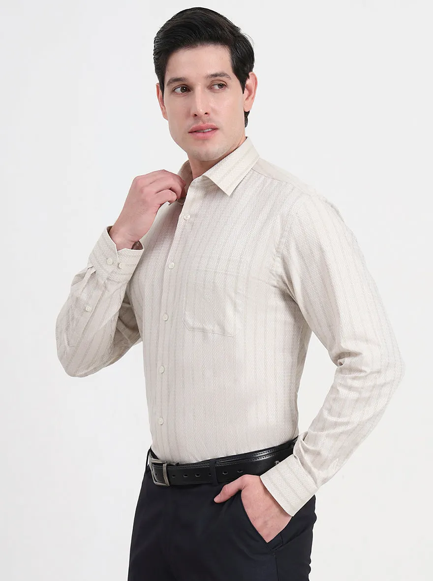 Fawn Striped Regular Fit Formal Shirt | JadeBlue