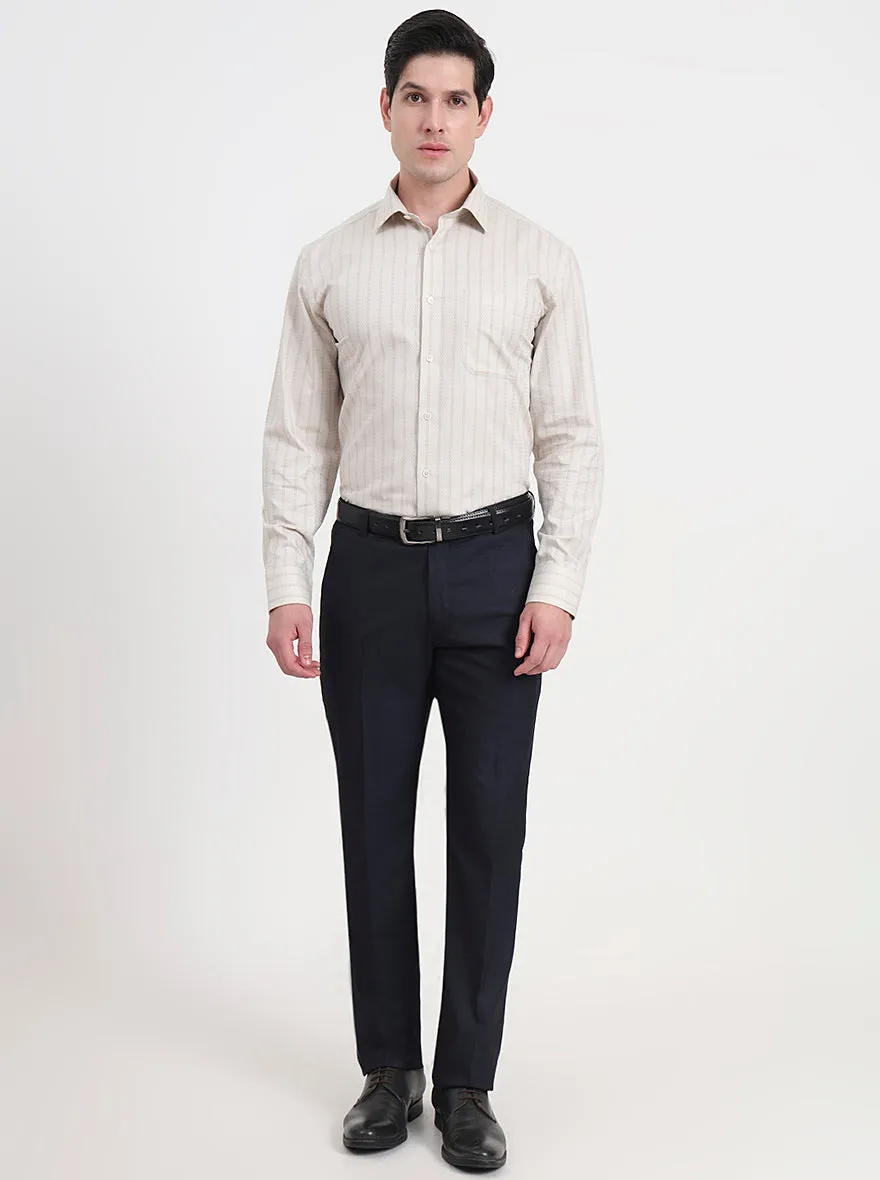 Fawn Striped Regular Fit Formal Shirt | JadeBlue