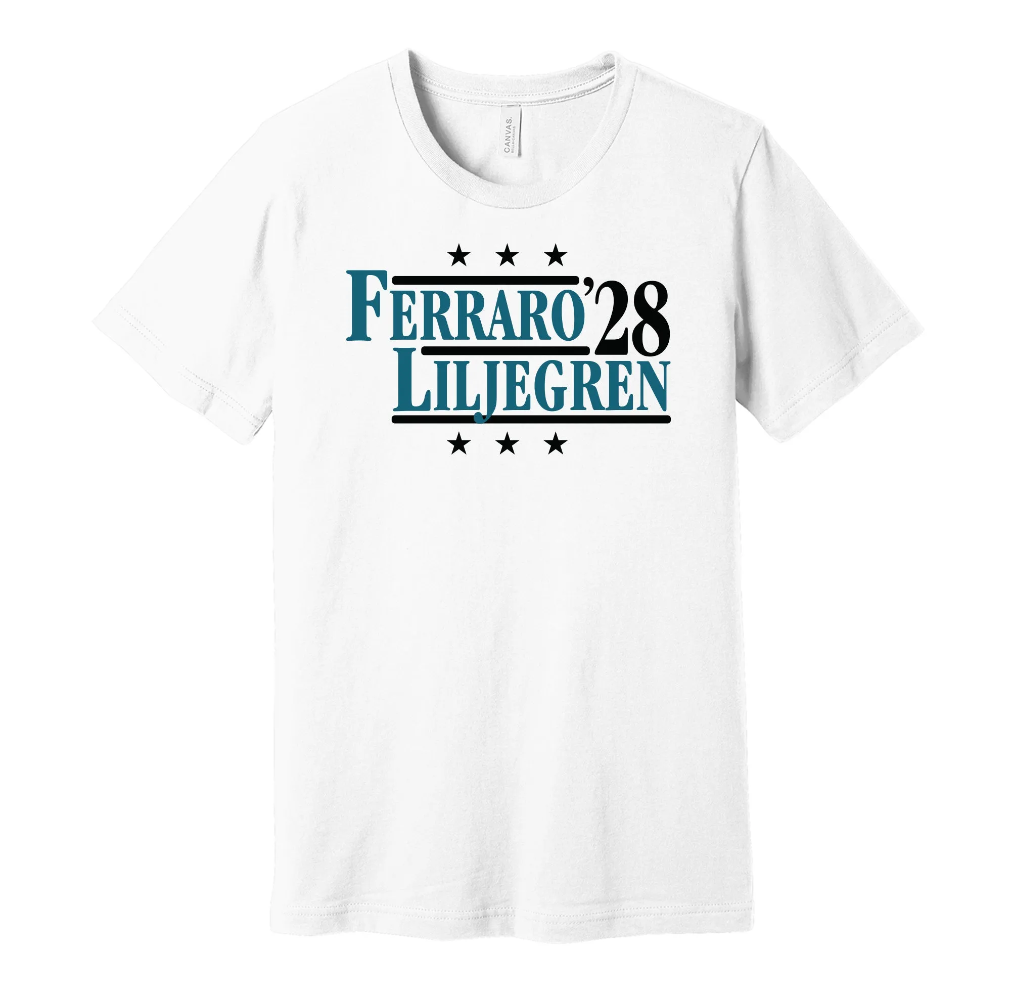 Ferraro & Liljegren '28 - San Jose Hockey Political Campaign Parody T-Shirt - Hyper Than Hype Shirts