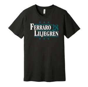 Ferraro & Liljegren '28 - San Jose Hockey Political Campaign Parody T-Shirt - Hyper Than Hype Shirts