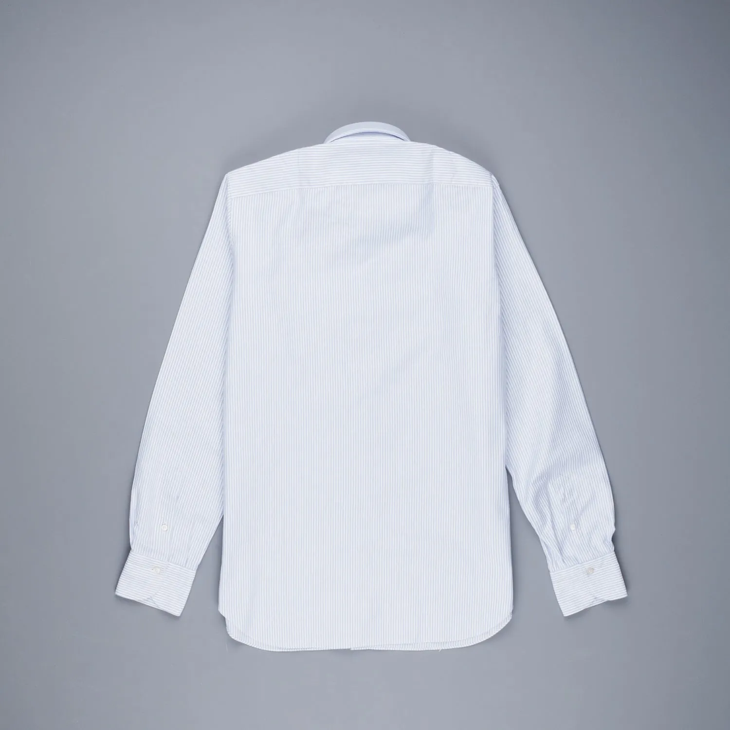 Finamore Gaeta Shirt Lucio Collar brushed oxford light blue stripe