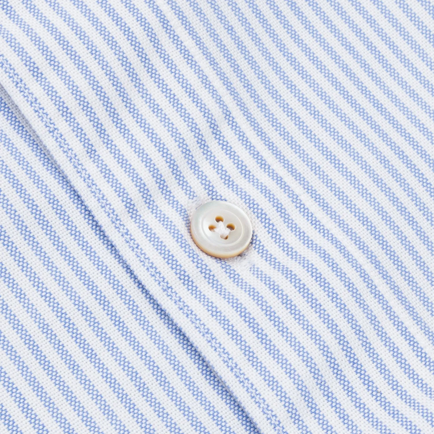 Finamore Gaeta Shirt Lucio Collar brushed oxford light blue stripe