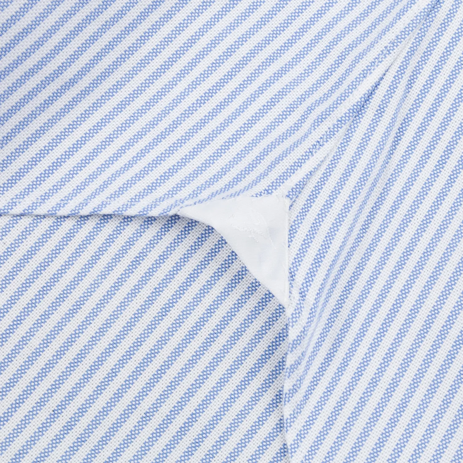 Finamore Gaeta Shirt Lucio Collar brushed oxford light blue stripe