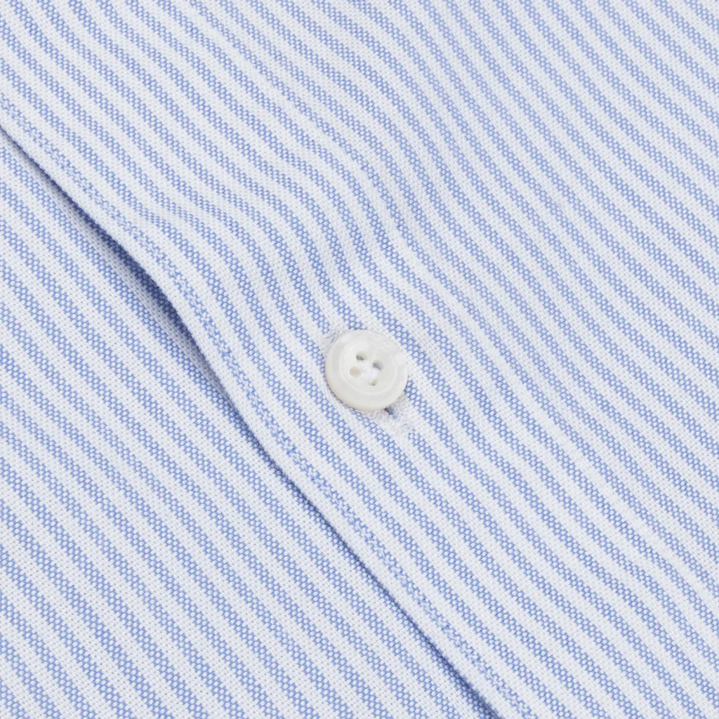 Finamore Tokyo Shirt Lucio Collar oxford Light Blue Stripe