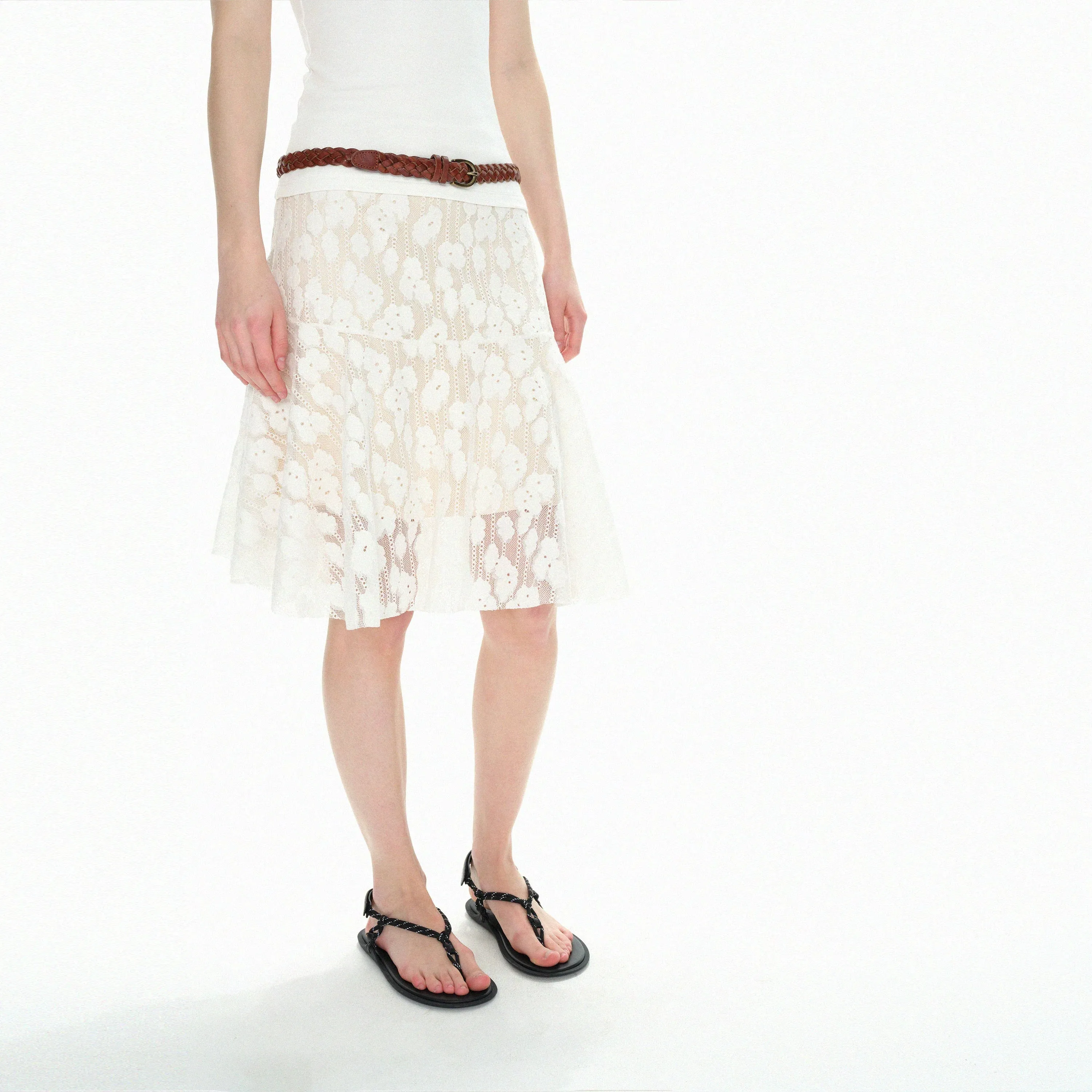 Floral Lace Skirt Set