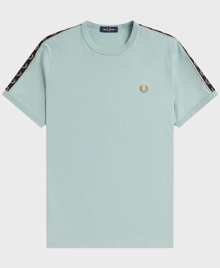 Fred Perry M4613 Contrast Tape Ringer T-Shirt W26 Silver Blue / Warm Grey