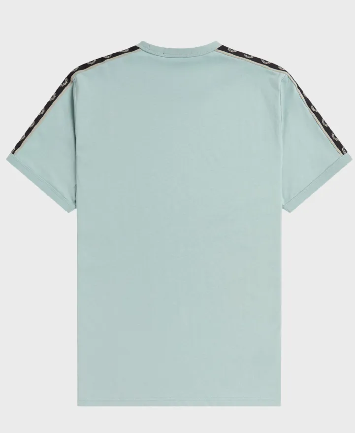 Fred Perry M4613 Contrast Tape Ringer T-Shirt W26 Silver Blue / Warm Grey