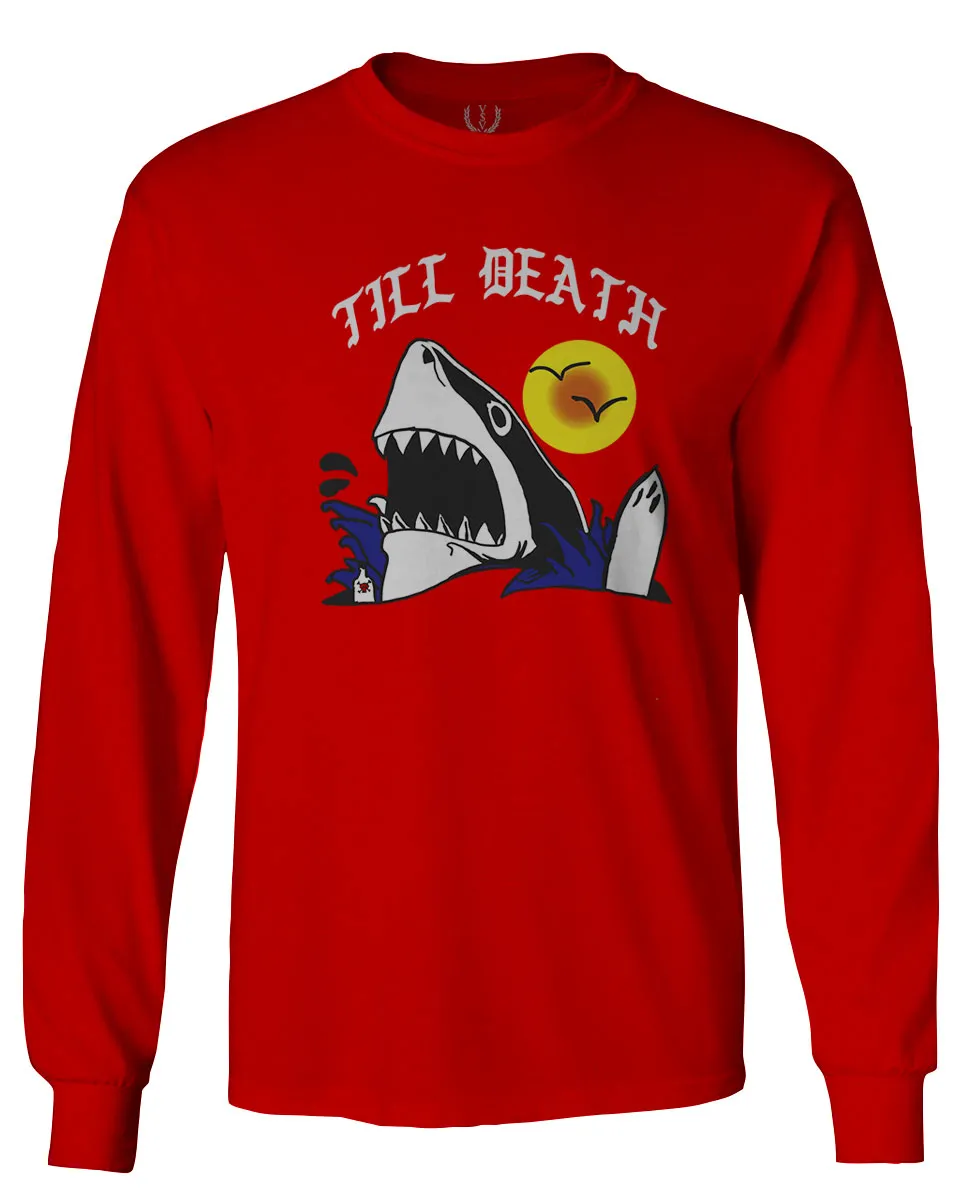 Front Shark Summer Vibe Cool Graphic Surf Till Death Society mens Long sleeve t shirt