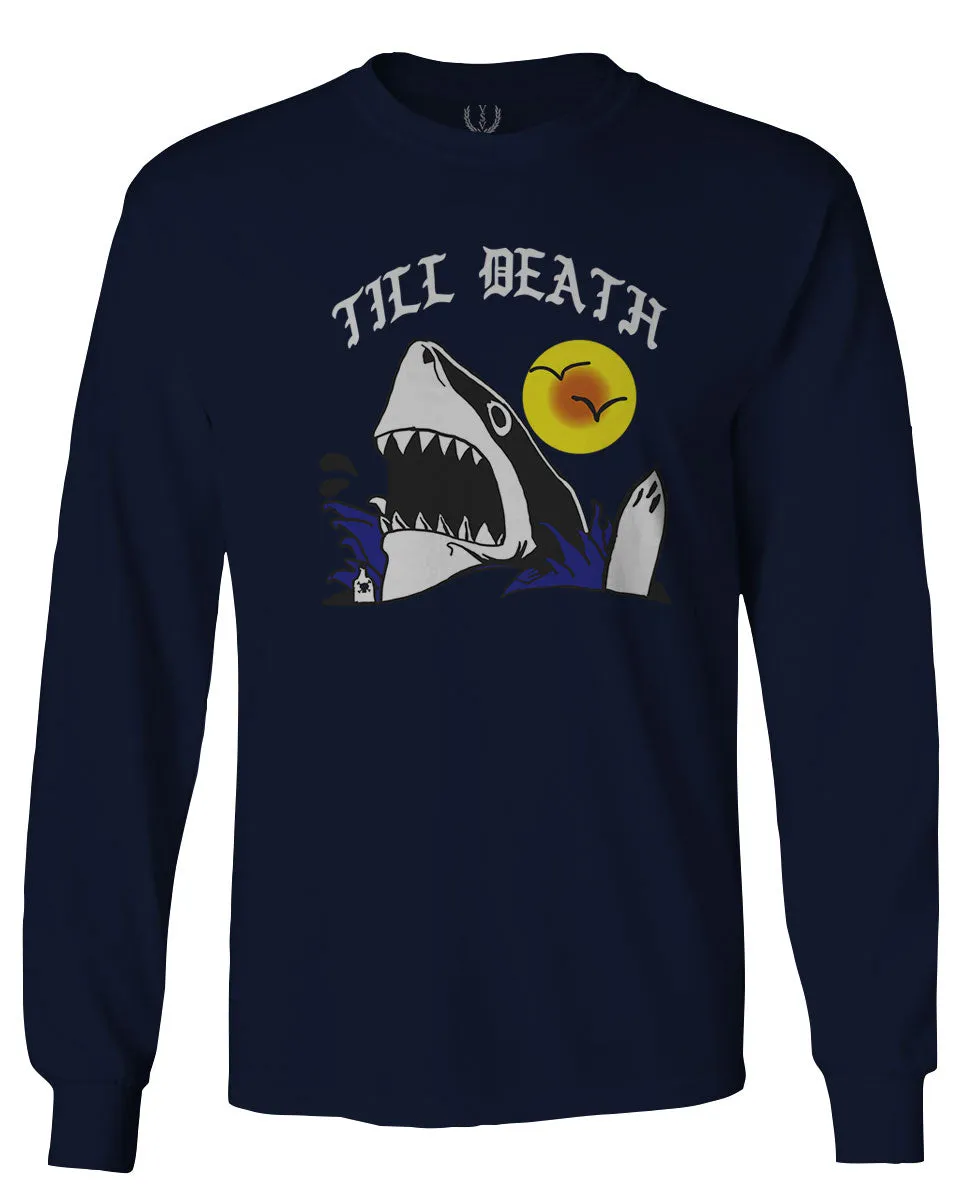 Front Shark Summer Vibe Cool Graphic Surf Till Death Society mens Long sleeve t shirt