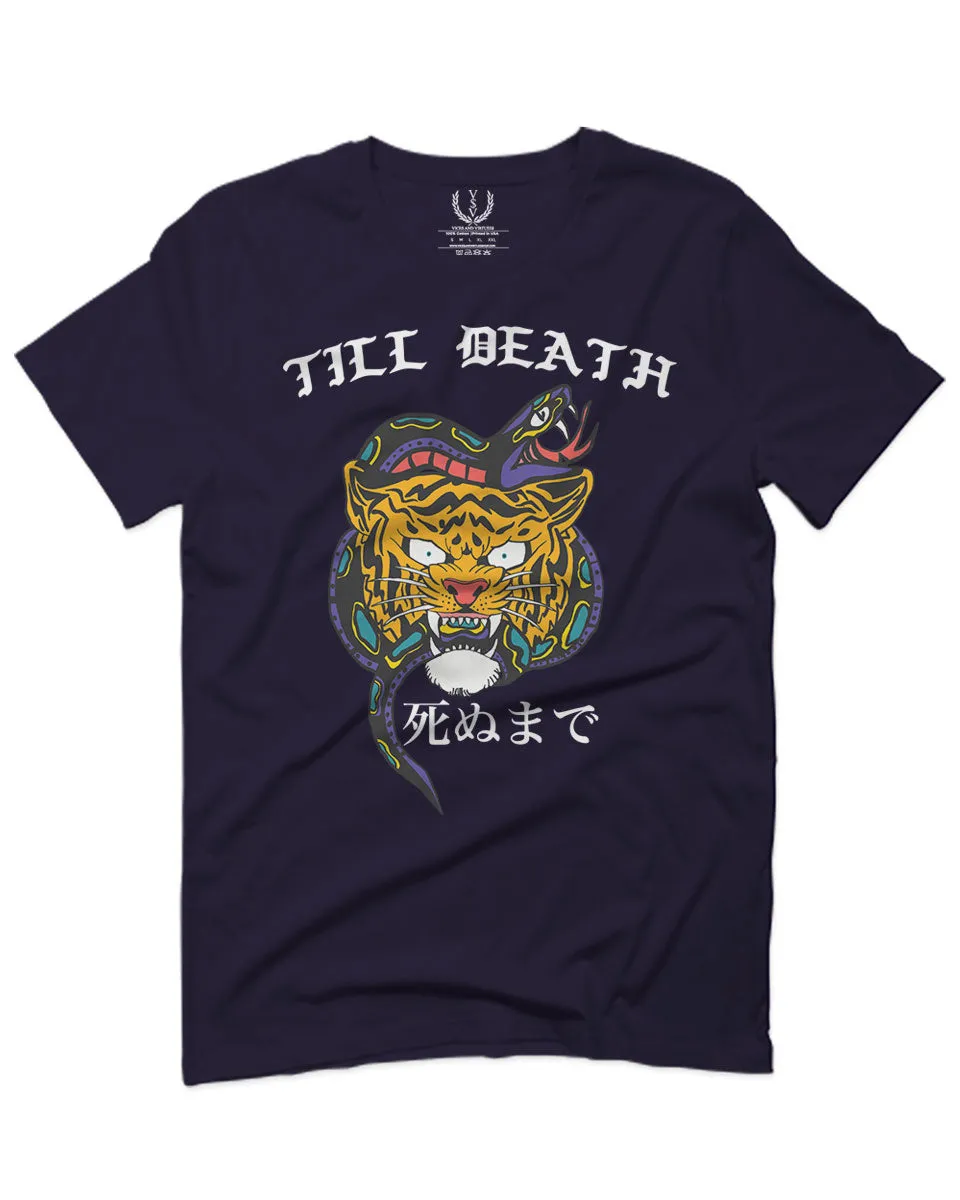 Front Tiger Graphic Japanese Till Death Good Vibes OBEI Society For men T Shirt