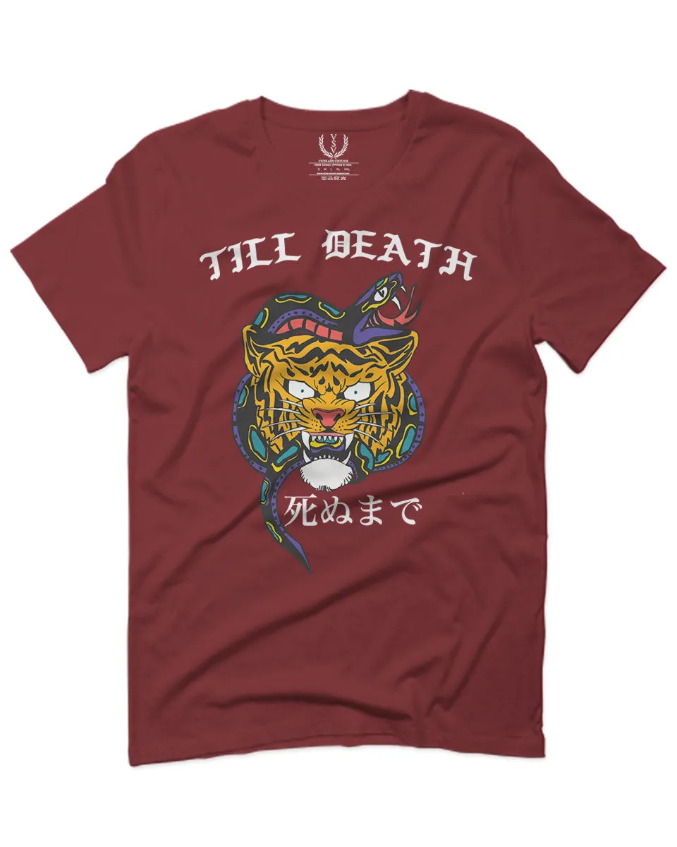 Front Tiger Graphic Japanese Till Death Good Vibes OBEI Society For men T Shirt