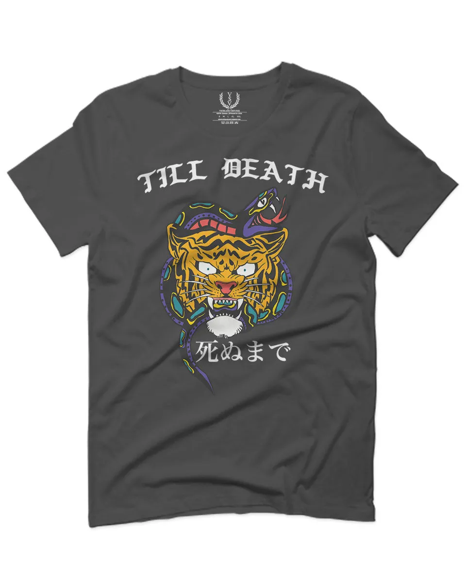 Front Tiger Graphic Japanese Till Death Good Vibes OBEI Society For men T Shirt