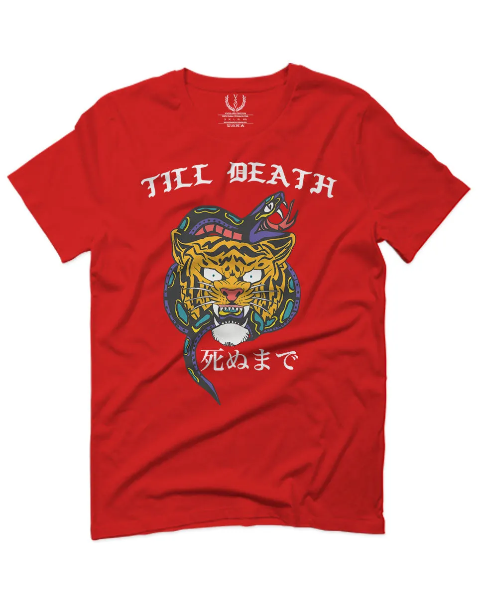 Front Tiger Graphic Japanese Till Death Good Vibes OBEI Society For men T Shirt