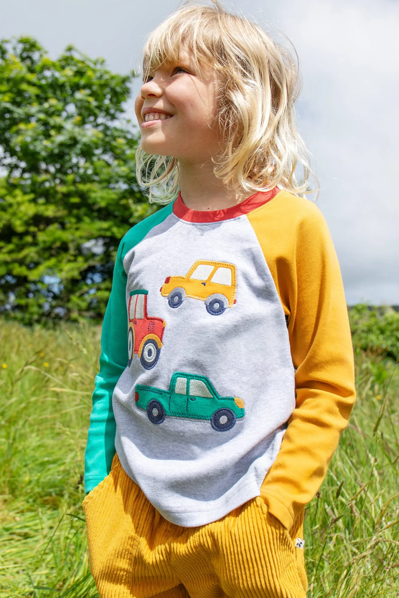Frugi Baby Boys Colourblock Alfie Vehicles Top