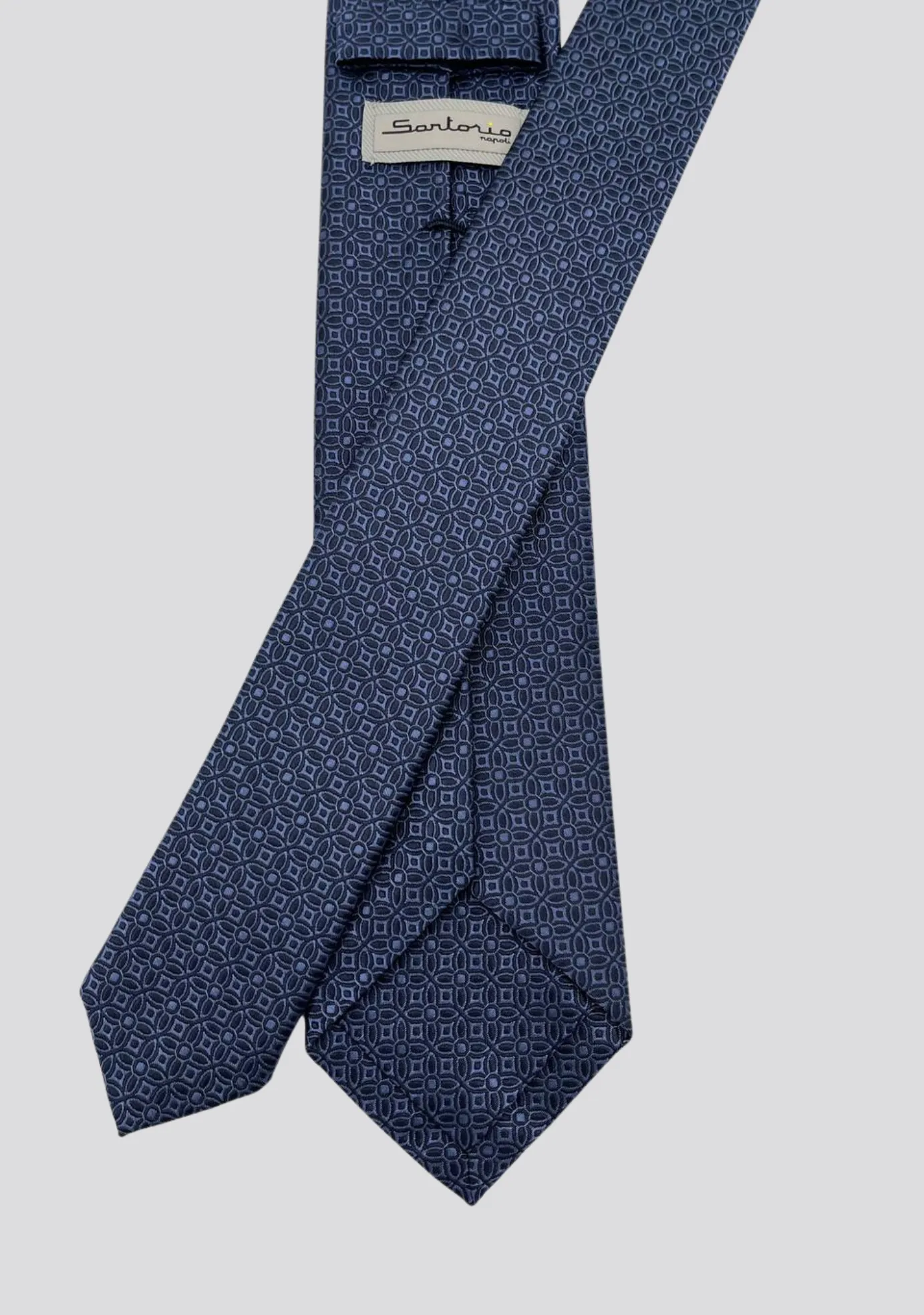 Geometric Blue Patterned Silk Tie