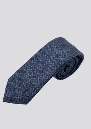 Geometric Blue Patterned Silk Tie