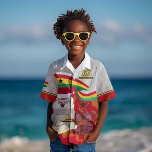 Ghana Independence Day Kid Hawaiian Shirt Gana Map Happy 67 Years Anniversary LT14