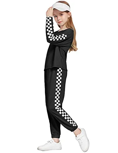 Girls' Plaid Tracksuit Sets