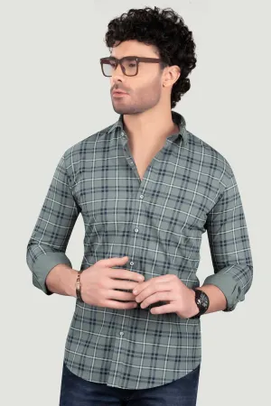 Gleb Light Green Cotton Check Shirt
