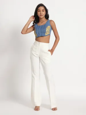 Golden Grace  Denim Crop Top