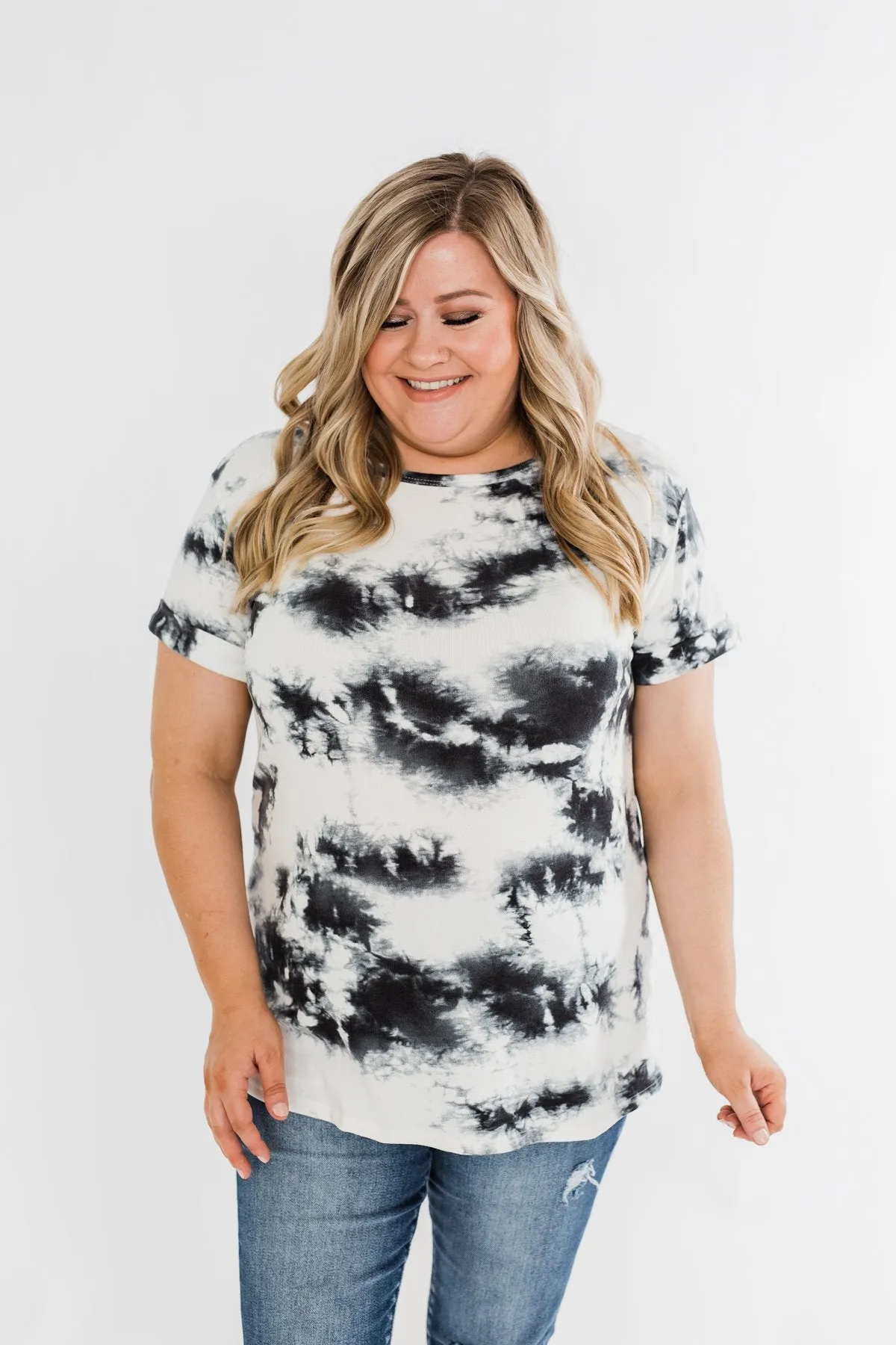 Good Feeling Tie Dye Top- Black & White