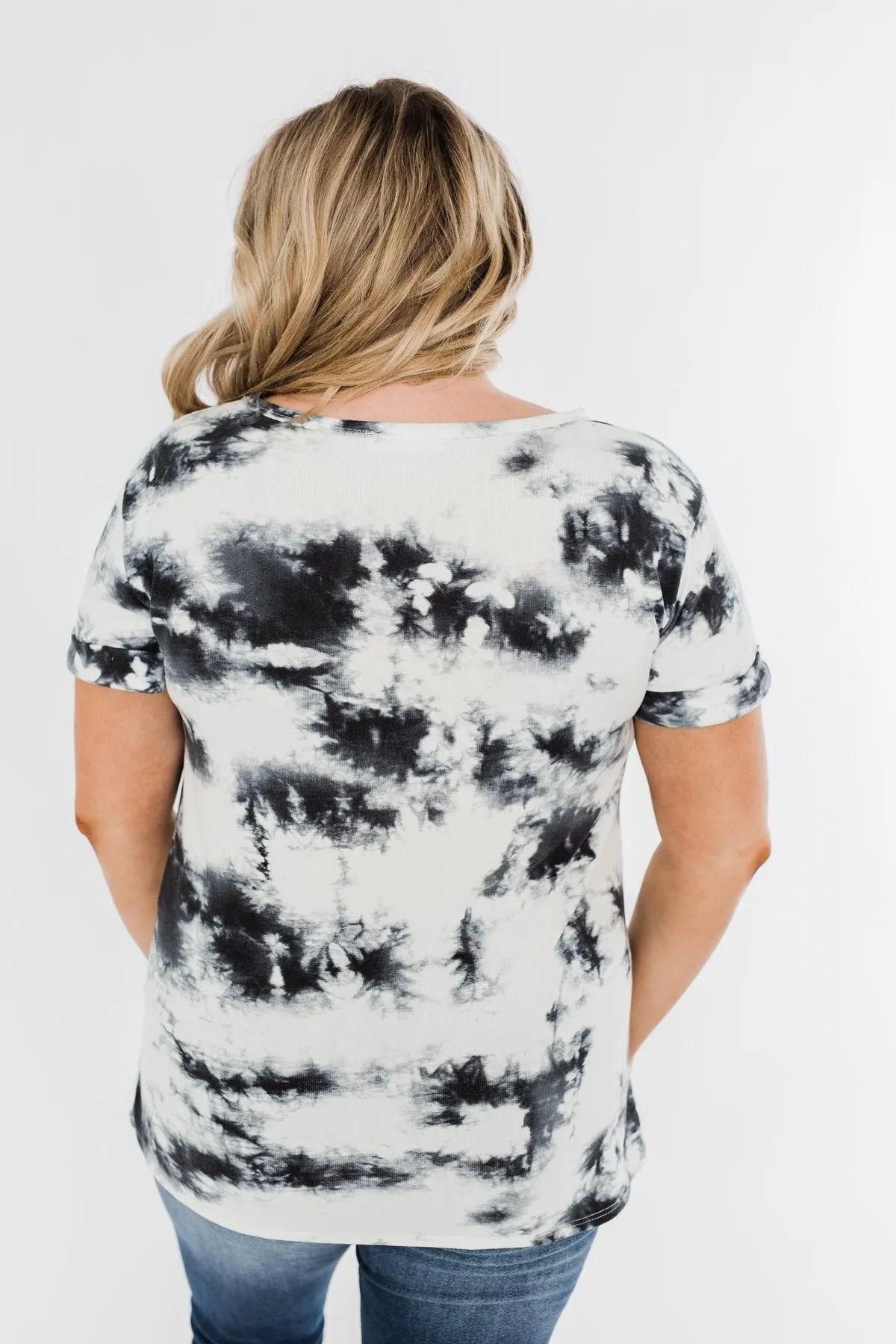 Good Feeling Tie Dye Top- Black & White