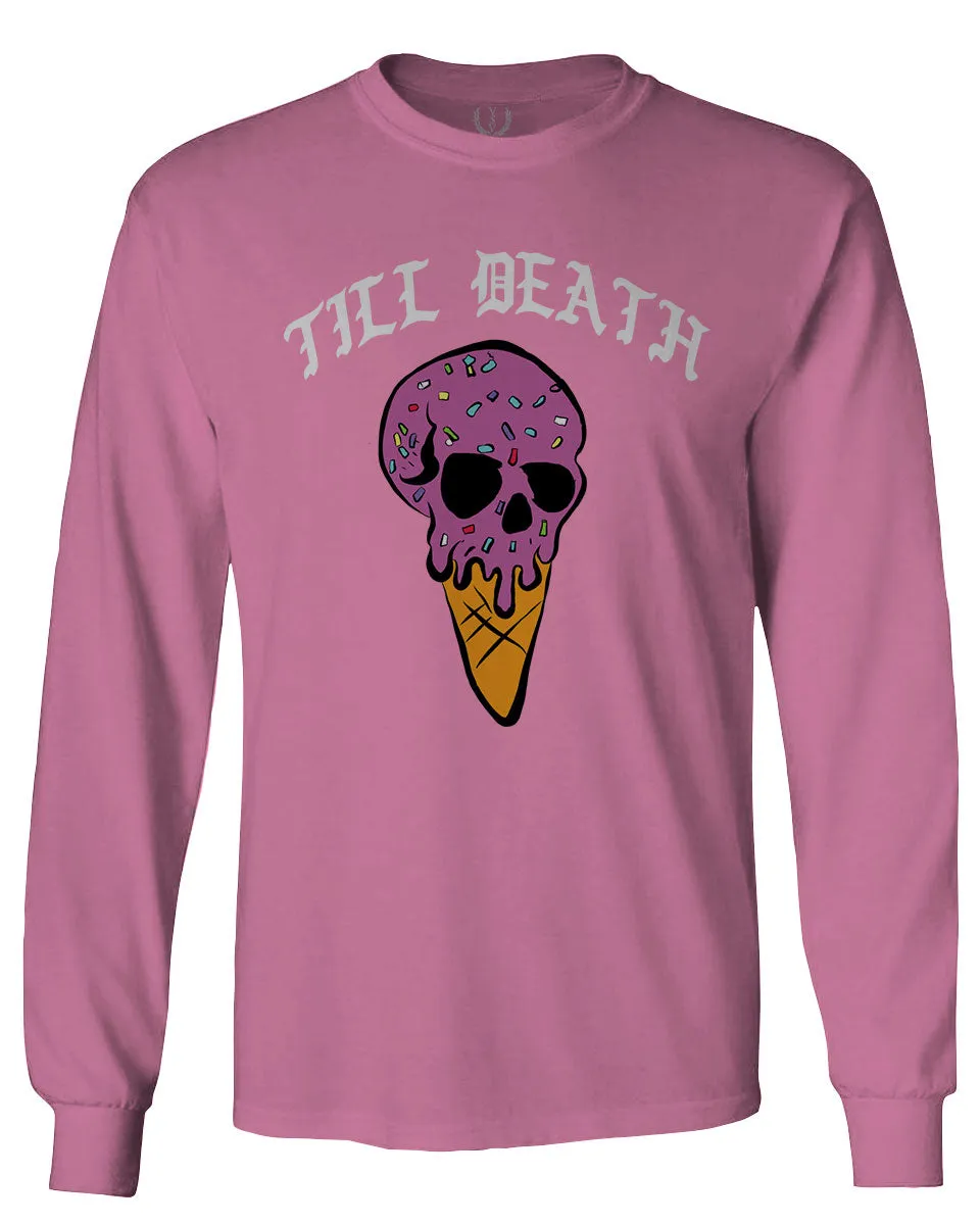 Good Vibe chill Till Death ice Cream Skull Bones Graphic obei Society mens Long sleeve t shirt