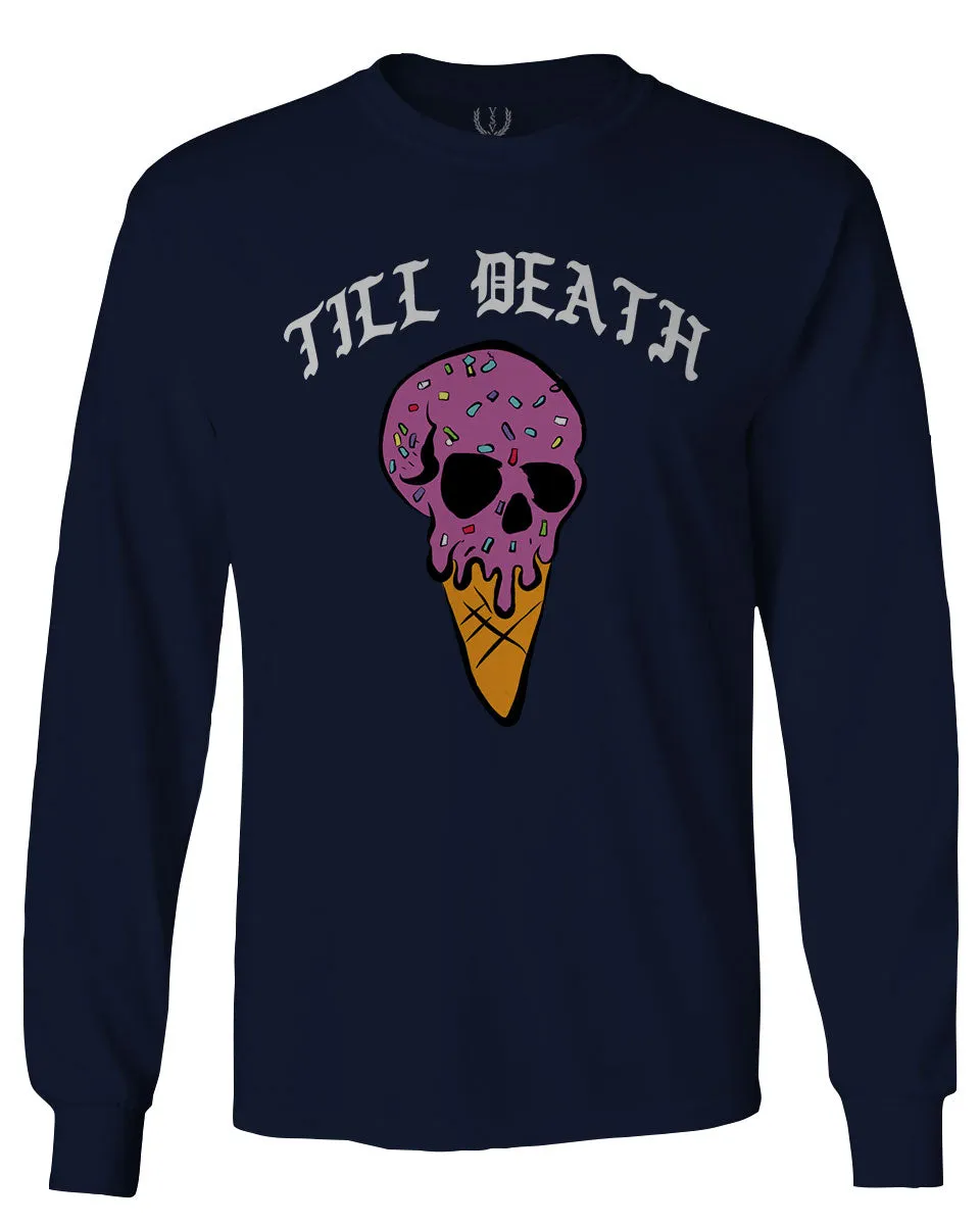 Good Vibe chill Till Death ice Cream Skull Bones Graphic obei Society mens Long sleeve t shirt