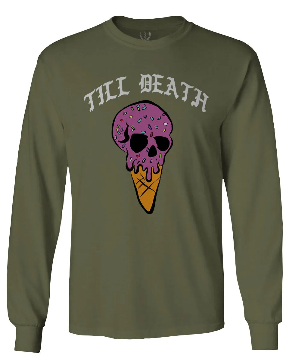 Good Vibe chill Till Death ice Cream Skull Bones Graphic obei Society mens Long sleeve t shirt