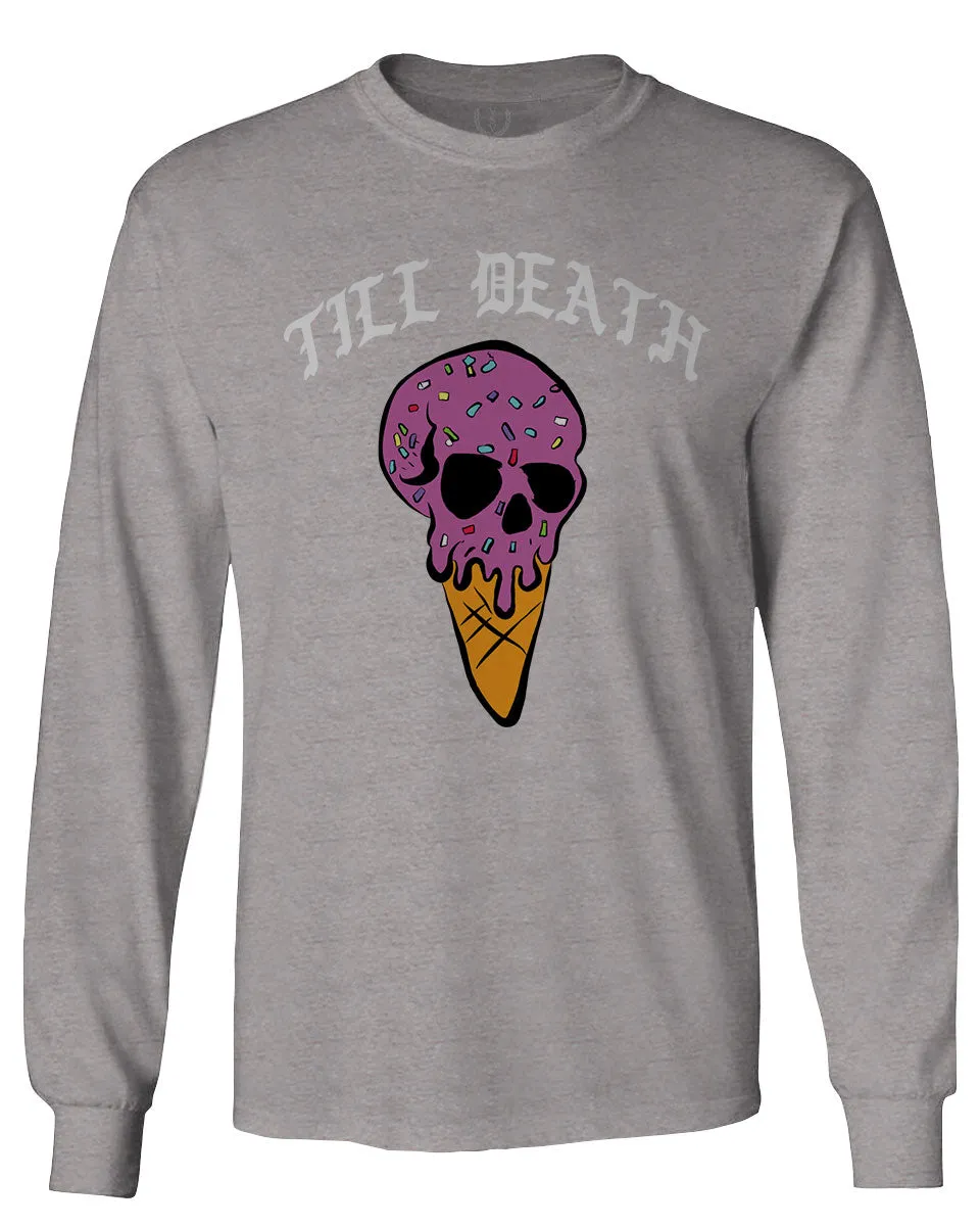 Good Vibe chill Till Death ice Cream Skull Bones Graphic obei Society mens Long sleeve t shirt