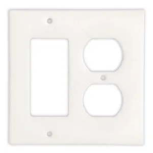 Greek Thassos White Marble Switch Plate Cover, Polished-ROCKER DUPLEX